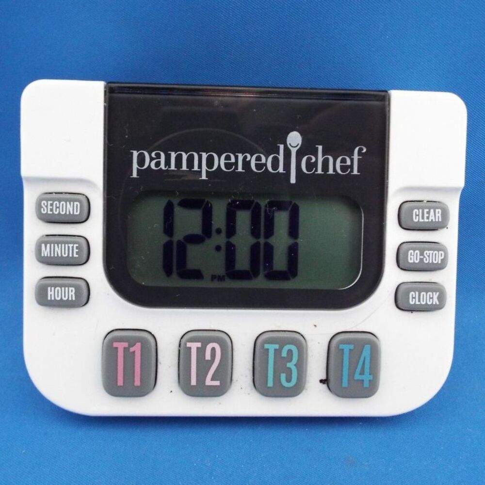 Pampered Chef Digital Kitchen Timer White 100479 Battery Operated WORKS